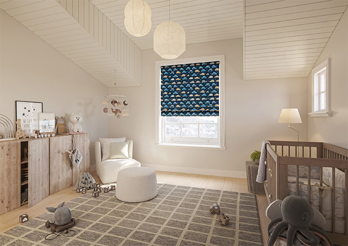 Roadtrip, Navy Blue - Motorised Roman Blind - Image 6
